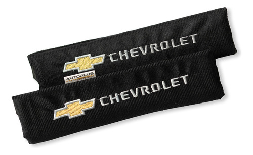 Protector Cubre Cinturones Tela Negro Logo Chevrolet Bordado