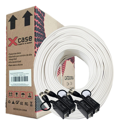 Cable Utp Cat 5e Blanco 100m+2 Par Balun Transceptores 