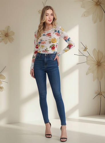 Blusa Estampada De Flores Con Transparencia