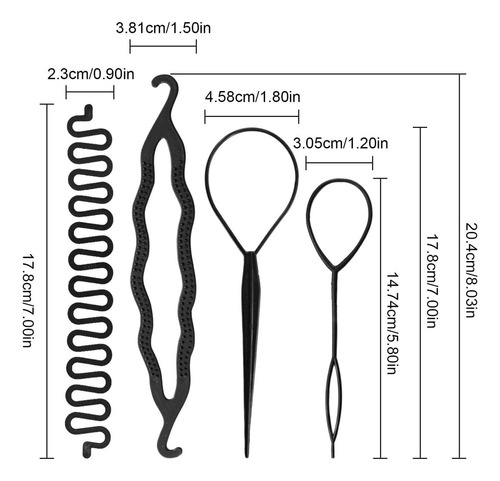 Trenzado Para Peinar El Cabello,4pcs Trenzado Cabello Mujere