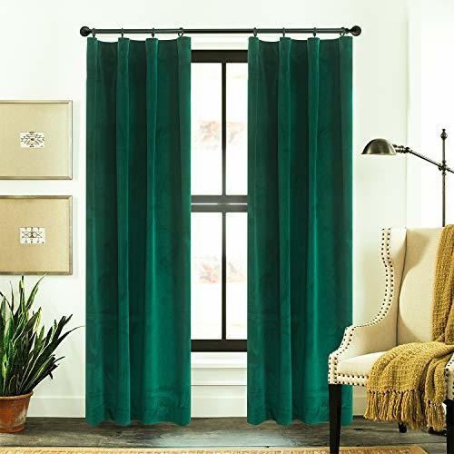 Cortinas De Terciopelo Roslynwood, Color Verde Oscuro, Verde