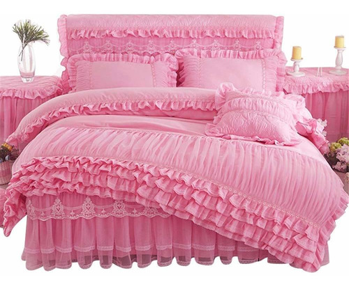 Lotus Karen Juego De Cama De Princesa Rosa De 3 Piezas Con .