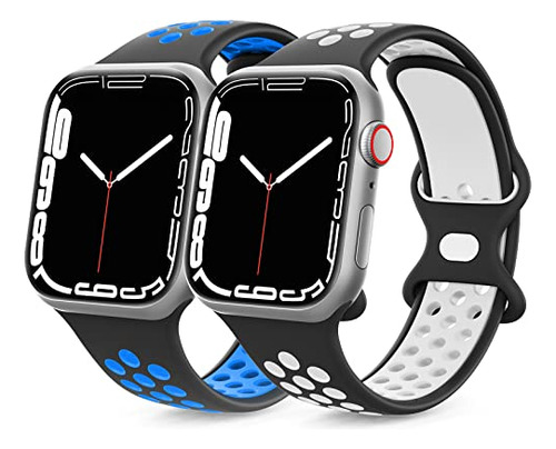 [2 Pack] Bandas Compatibles Con Apple Watch Sport Band 45mm