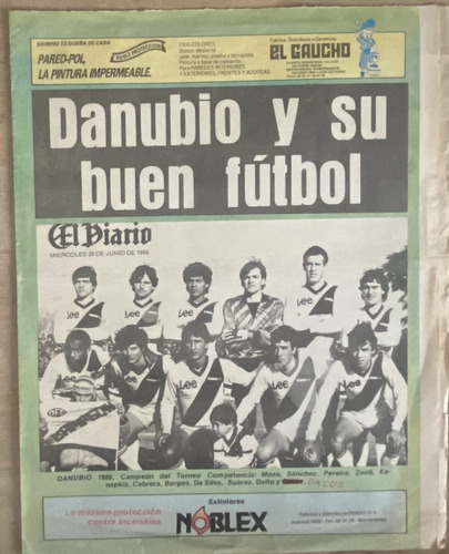 Danubio Y Su Buen Fútbol, Junio 1988, El Diario 8 Pág Cr06b7
