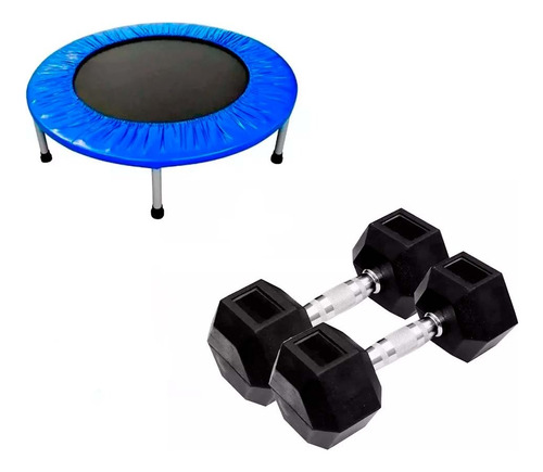 Mini Trampolín Fitness Gym + Cobertor + 2 Mancuernas 2,5kg
