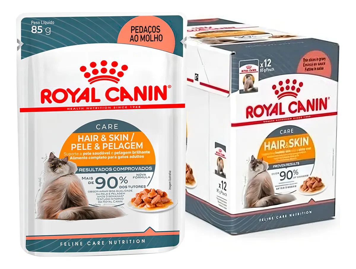 Kit 12un. Ração Úmida Royal Canin Hair Skin Gatos 85g