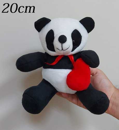Urso Ursinho Panda De Pelúcia 20cm Coração - Super Promoção