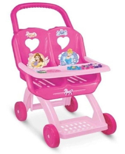 Carro De Boneca Duplo Princesas Pink/ Rosa - Líder