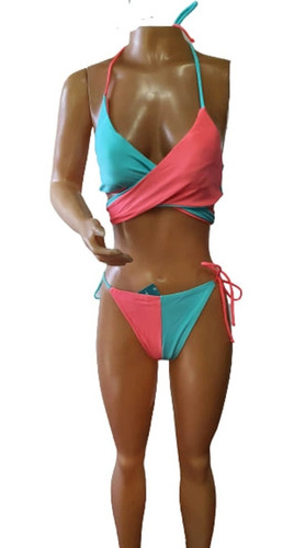 Bikini (conjunto) Calanica,doble Color Con Relleno, Cruzada