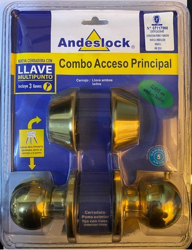 Combo Andeslock  Acceso Principal - Llaves Multipunto 