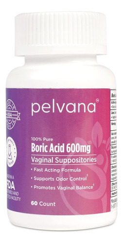 Ácido Bórico 600mg Supositorios Vaginales Usa 60 Cápsulas