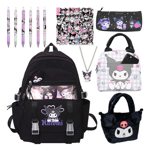 Juego De 61 Mochilas Escolares Kawaii Kuromi Y Kits De Bolso