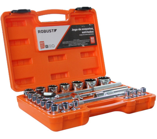 Jogo Soquete 1/2 8 À 32 Mm D26-22am 22 Peças Robust Gedore Cor Laranja