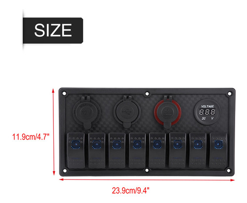 12v 24v 8 Gang Coche Barco Led Panel Interruptor Rocker Du