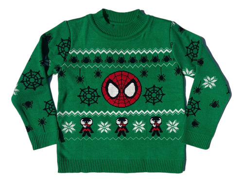 Suéter Navideño Tejido Para Niño Spiderman  Ugly Sweater