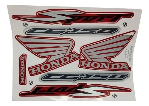 Kit de Adhesivos Rojos Honda Titan Sport titan 2006 Kit de Adhesivos Rojos Honda Titan Sport