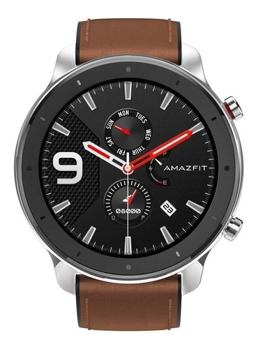 Imagen 1 de 2 de Smartwatch Amazfit Fashion GTR 1.39" caja 47mm de  acero inoxidable  stainless steel, malla  brown de  cuero y bisel de  cerámica A1902