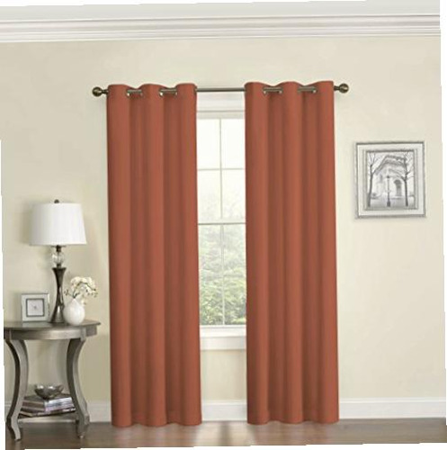 Single Panel Top Darkening Curtains, 42 X 63 , Brick Color Naranja Oscuro