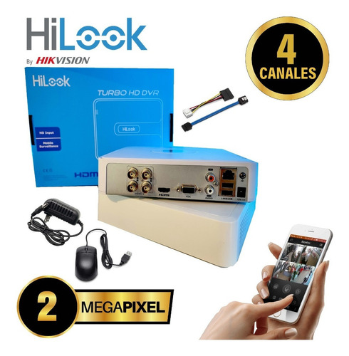 Dvr Hikvision By Hilook 4 Canales 1080 Y 720 Color Blanco