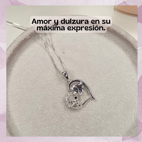 Collar Mujer Plata 925 Cadena + Dije Colibri Con Circones 2 Plateado