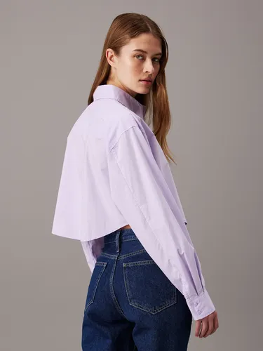 Camisa Woven Label Cropped Morado Calvin Klein
