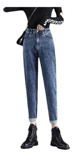 Mom Jeans Mujer Casual Slim Cintura Alta Cropped Ym