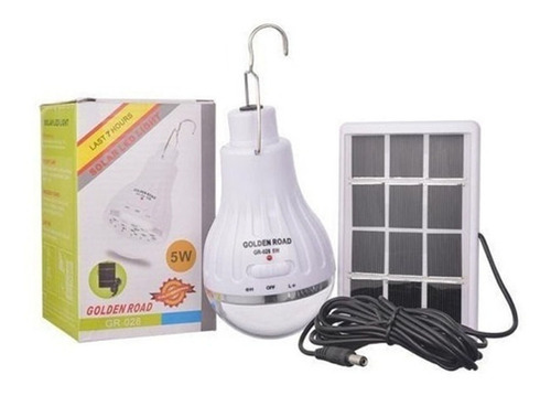 Kit Bombillo Recargable 5w Portátil Liviano Con Panel Solar