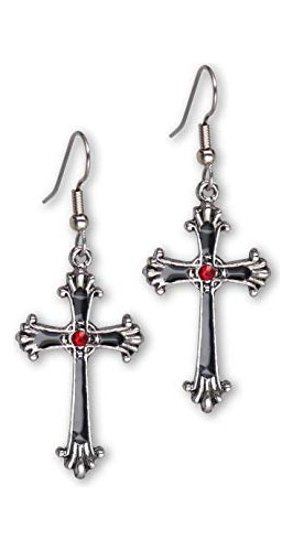 Aretes Anzuelo - Gothic Victorian Cross Dangle Earrings With