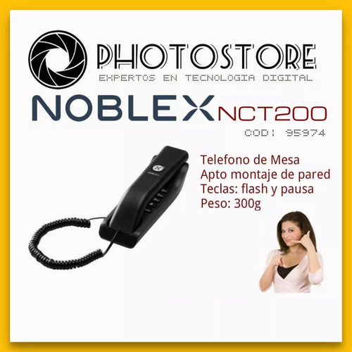 Imagen 4 de 5 de Telefono Fijo De Mesa Noblex Nct200 Apto Pared Flash Pausa