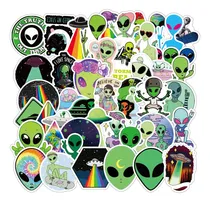 Comprar Aliens Ovnis Extraterrestre 50 Calcomanias Stickers Vs Agua