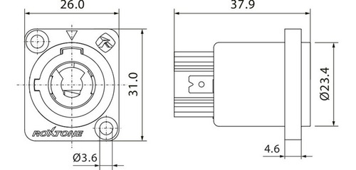 Imagen 4 de 6 de Conector Ficha Powercon Cable In Chasis - Roxtone Rac3mpi