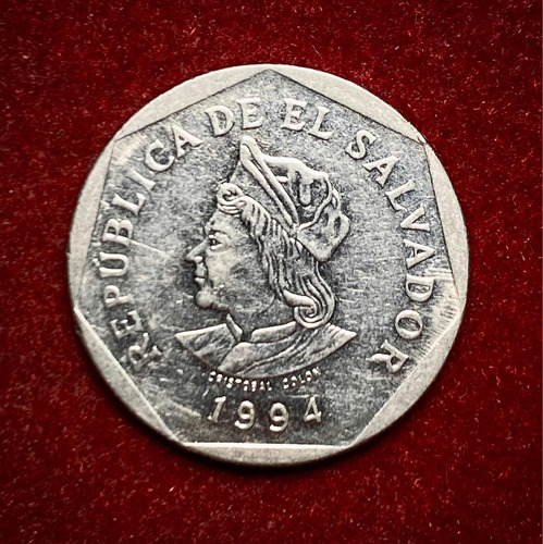 Moneda 1 Colon El Salvador 1994 Km 156b Cristobal Colon