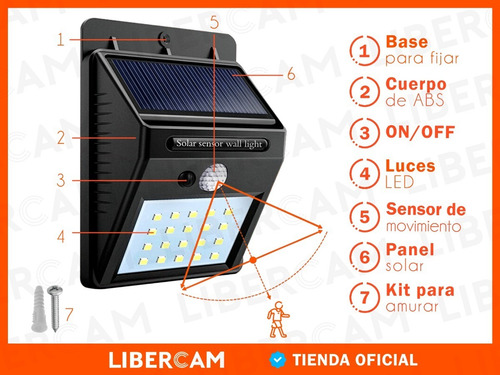 Imagen 7 de 10 de Panel Reflector Solar 20 Led Sensor Movimiento Ip65