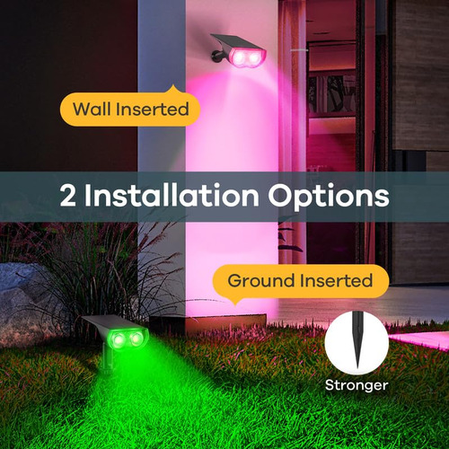 Focos Solares Impermeables Rgb Para Exteriores Paquete De 2