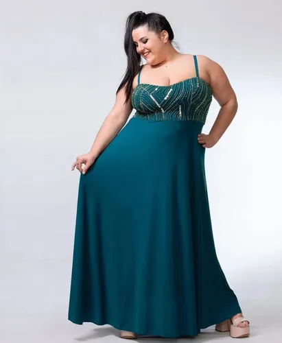 Vestidos Bordado De Fiesta Verde Talle Para Gorditas MercadoLibre