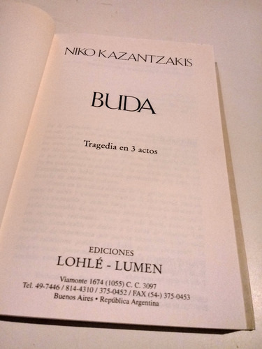 Buda - Niko Kazantzakis - Tragedia En3 Actos - Nuevo-