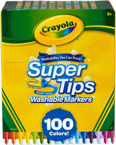 Imagen 1 de 11 de Juego 100 Marcadores Crayola Super Tips Tinta Lavable