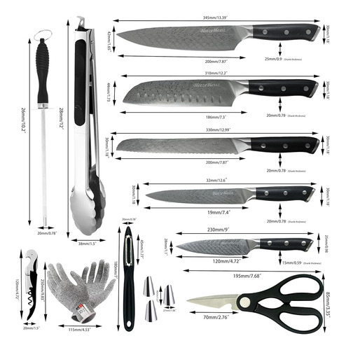 Juego De Cuchillos De Cocina Profesional 5 Piezas Bleezebles