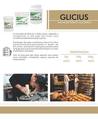 Monoestearato Glicerilo (glicius) 100 G Cocina Molecular