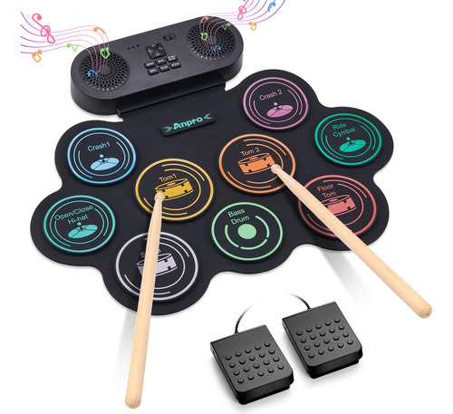 Juego De Batería Eléctrica Anpro Modelo 9 Almohadillas Con A 9 Drum Pad Con Altavoces Estéreo Duales