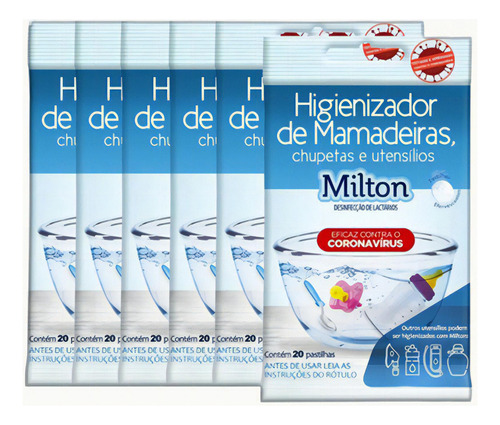 Higienizador Objeto Para Bebês - 6 Cartelas Com 20 Pastilhas Cor Branco