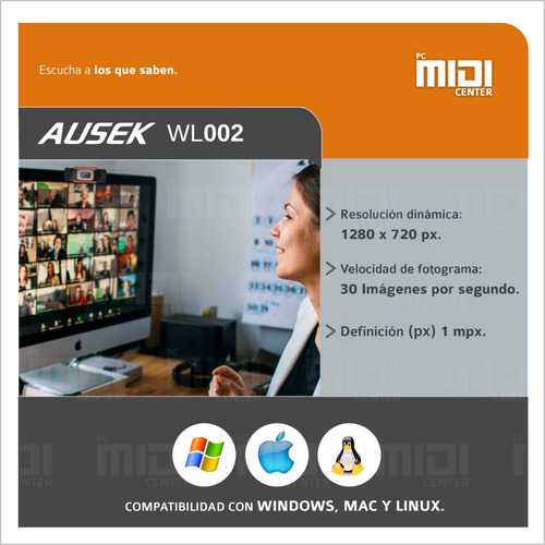 Imagen 6 de 10 de Webcam Camara Web Hd Microfono 720p Pc Zoom Ausek Wl002
