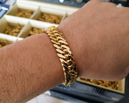Pulseira 13mm Grummet Lacraia 100% Moeda Antiga Elos Duplos Comprimento 20 Cm
