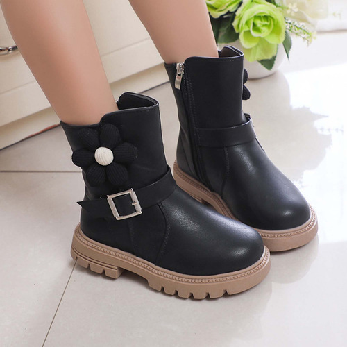 Botines K Para Niñas, Botas De Piel Con Suela Suave Para Niñ
