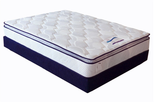 Colchon Loren Queen Size - Blanco Y Azul Këssa Muebles