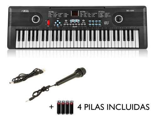 Teclado Órgano Musical 61 Teclas 16 Tonos 10 Demos Bd 600