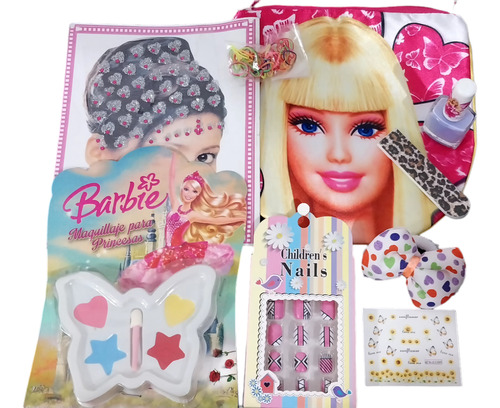 Kit Maquillaje Nenas Barbi Carterita Uñas Esmalte Brillos