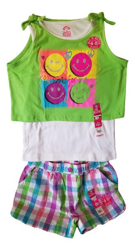 Conjunto Niña Remera Short Y  Pollera Short De Usa T.5-6-7-8