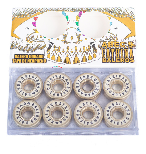 Set 8 Baleros Catrina Abec 9 Dorados Skate Patines Scooters