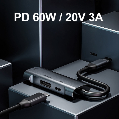 Adaptador Tipo C 4k Dp Usb2.0 Pd 60w Para Macbook Pro/air